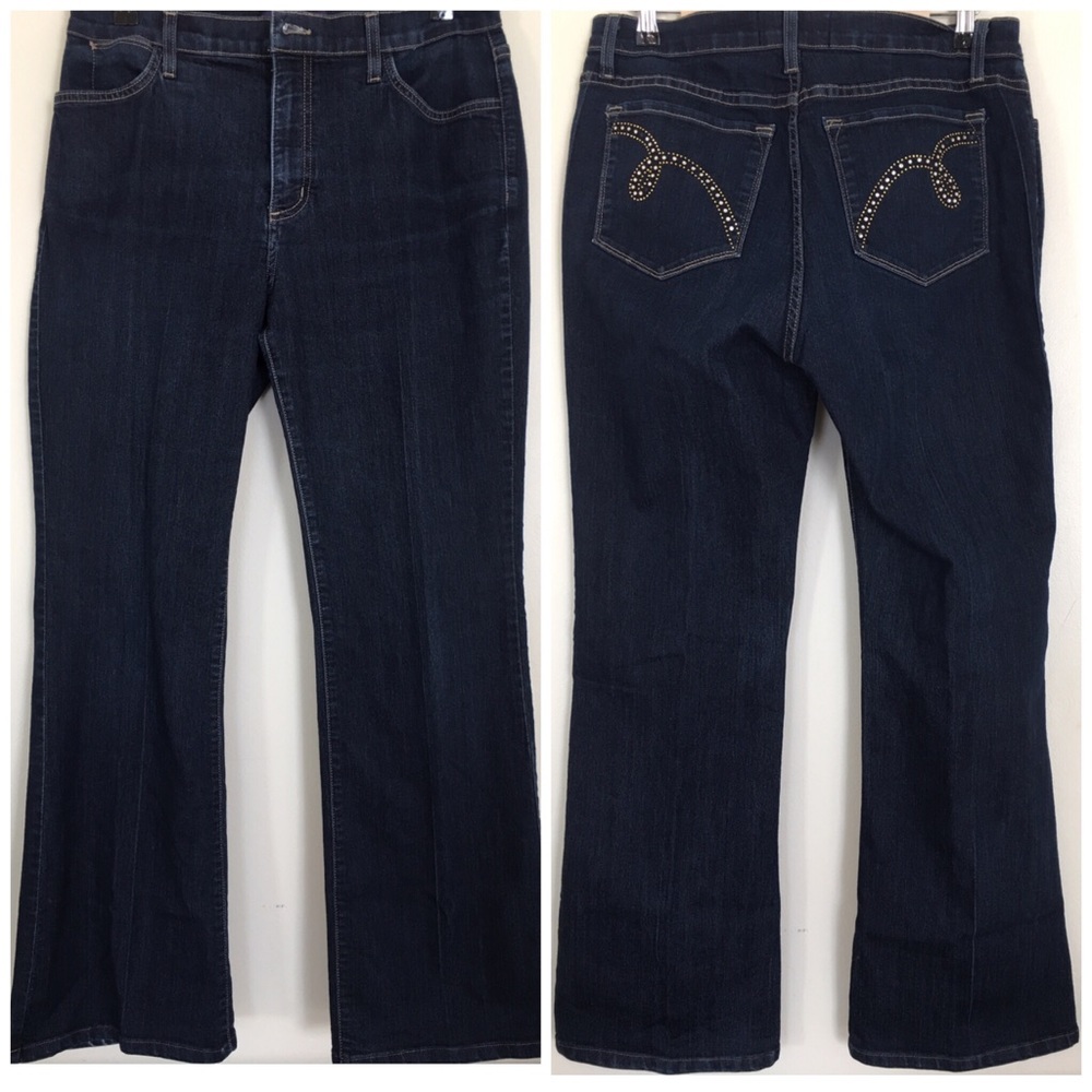 NYDJ Size 10 Dark Wash Embellished Back Pockets